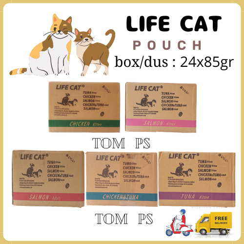LIFE CAT POUCH 85 gr  makanan kucing basah  per box / dos / dus wet cat food