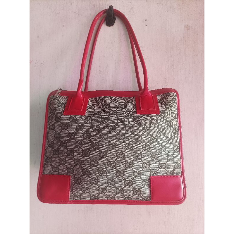 Tote Long handle kulit kanvas ala Gucci