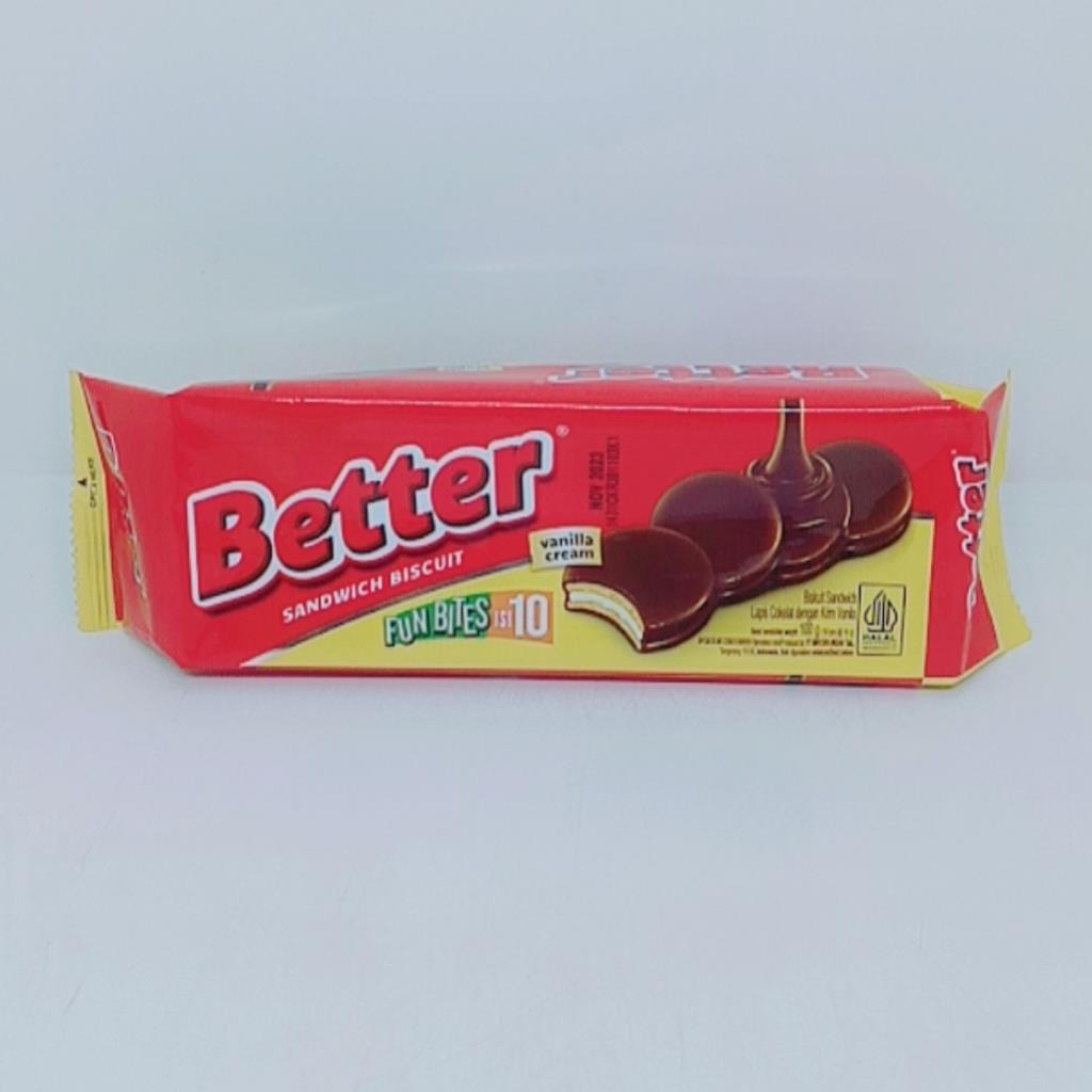 

Better Sandwich Biscuit Vanilla Cream Full Bites 100gr Coklat