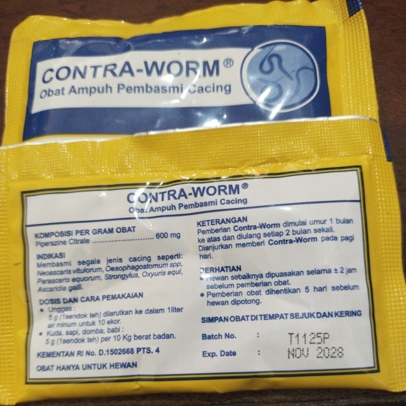 Contra worm obat cacing ayam Ampuh 10gr(1saset)