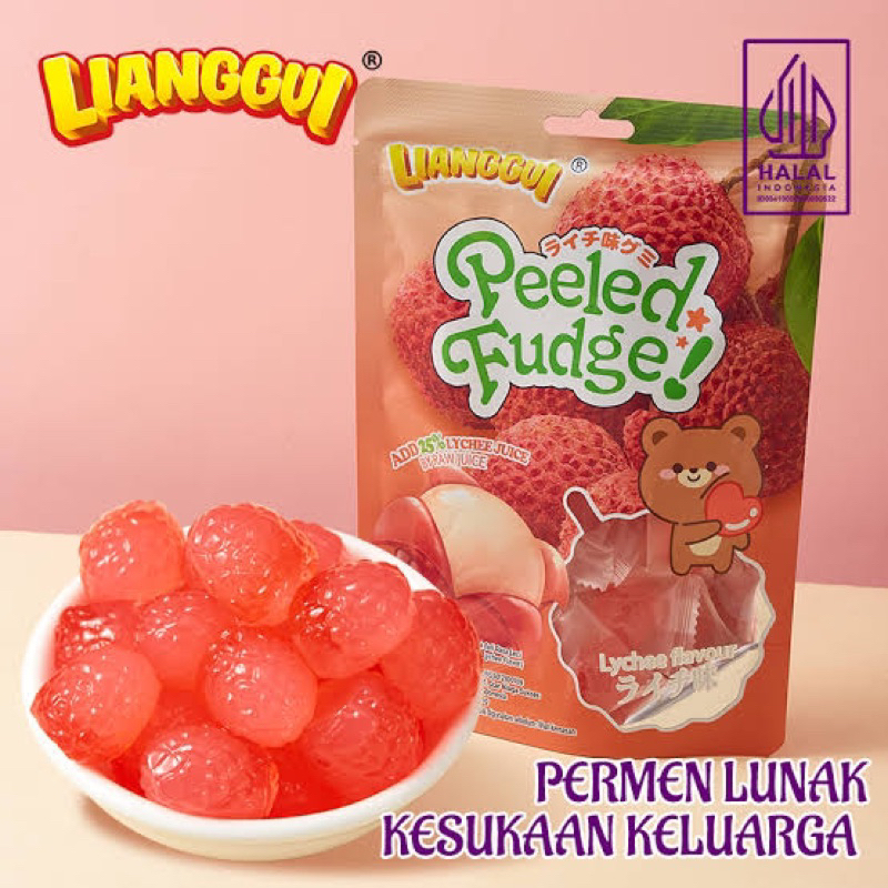 

lianggui peeled gummy fudge lychee - lianggui peeled fudge lychee - permen kupas lychee - permen kupas leci