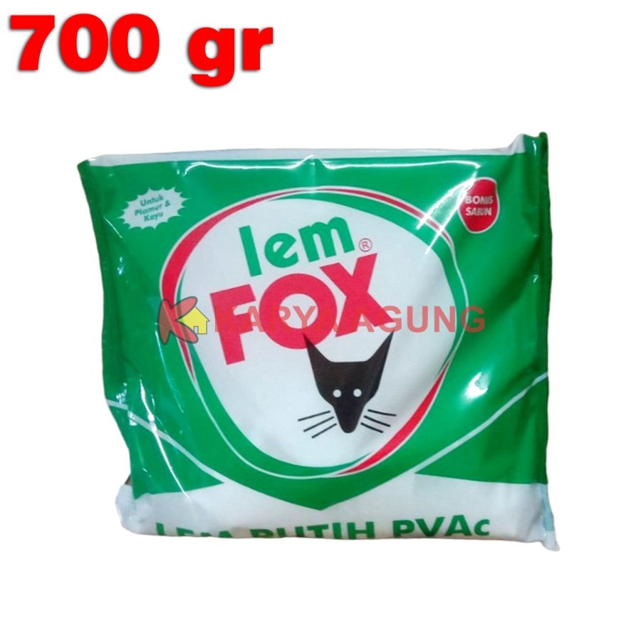 

Lem FOX Putih (HIJAU) PVAc 700 gram untuk Plamur Plamir Kayu Tripleks Kertas 700gr 700g