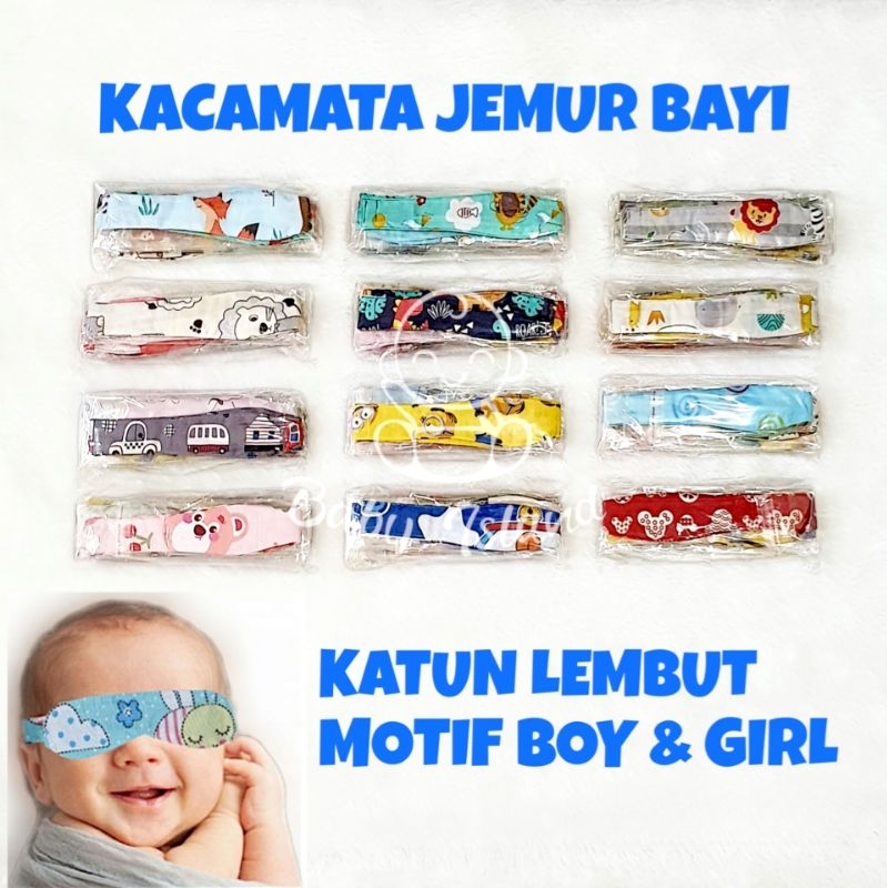 KACAMATA JEMUR BAYI NEWBORN BARU LAHIR KATUN HALUS / EYE MASK PENUTUP MATA BAYI MOTIF WARNA LUCU