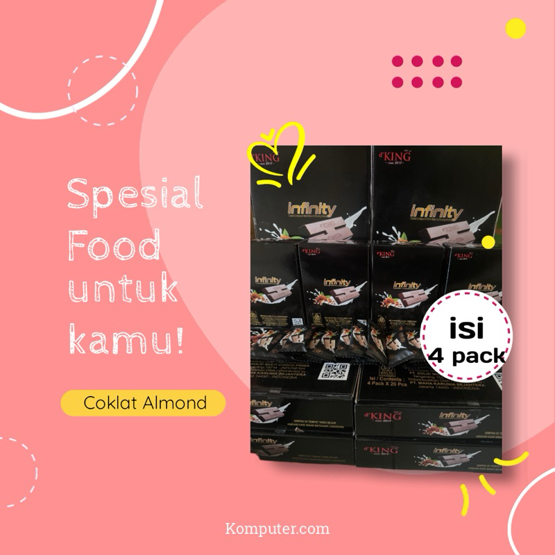 

COKLAT ALMOND BATANG DKING ISI 4 PACK ADA 80PCS/ COKELAT BATANG ALMOND /CHOCOLATTE ALMOND