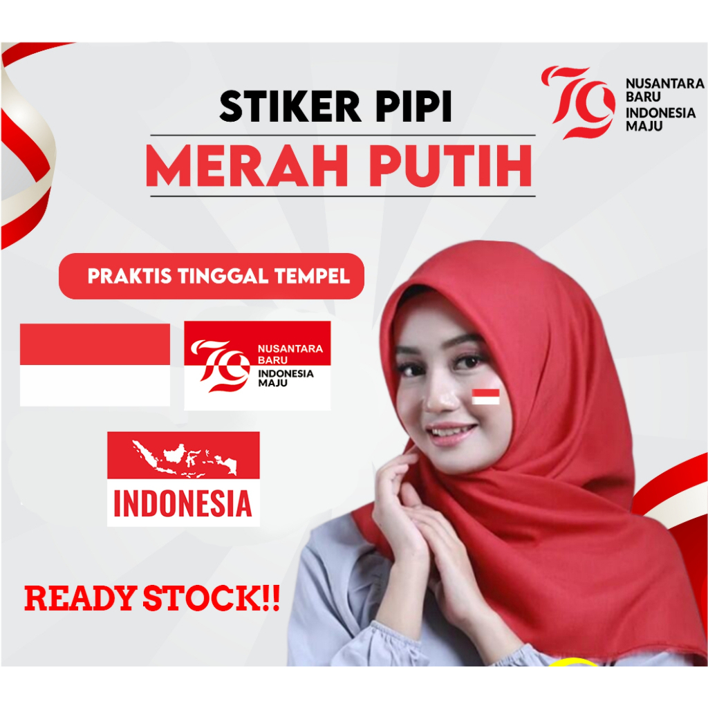 

Sticker Stiker Bendera Merah Putih isi 100pcs / Stiker Pipi Bendera Merah Putih murah meriah