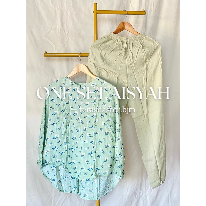 TERAS DASTER | One Set Aisyah - One Set Rayon - One set Panjang - Setelan Baju Tidur Wanita Lengan P