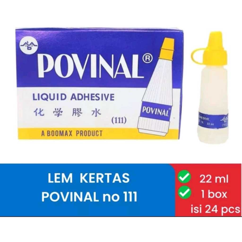 

Lem Kertas Povinal/ Lem Cair Povinal kecil 22ml/ Perekat Kertas Serbaguna Mini 22ml Povinal