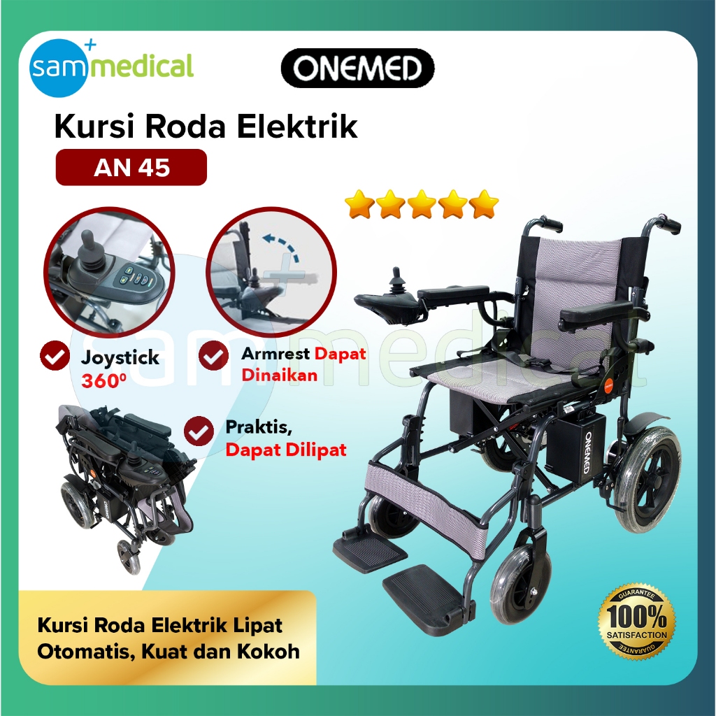 Onemed Kursi Roda Electric AN 45 / Kursi Roda Elektrik / Kursi Medis / Wheelchair / Kursi Dorong