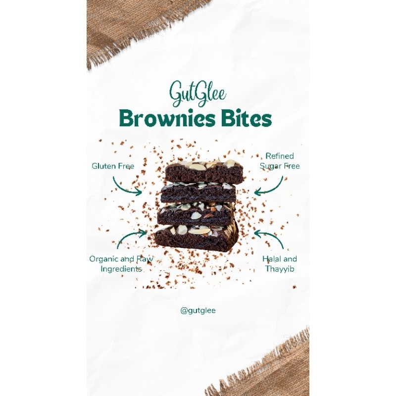 

GUTGLEE Brownies Bites Gluten Free Refined Sugar Free | Brownies Sehat | Kids and Baby Friendly Brownies | 8oz