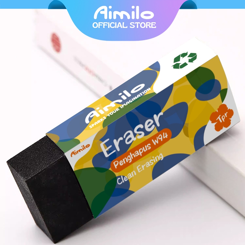 

[READY] Aimilo Eraser / Penghapus Pensil Hitam Bebas PVC Bebas Debu Tidak Beracun Alat Tulis Sekolah