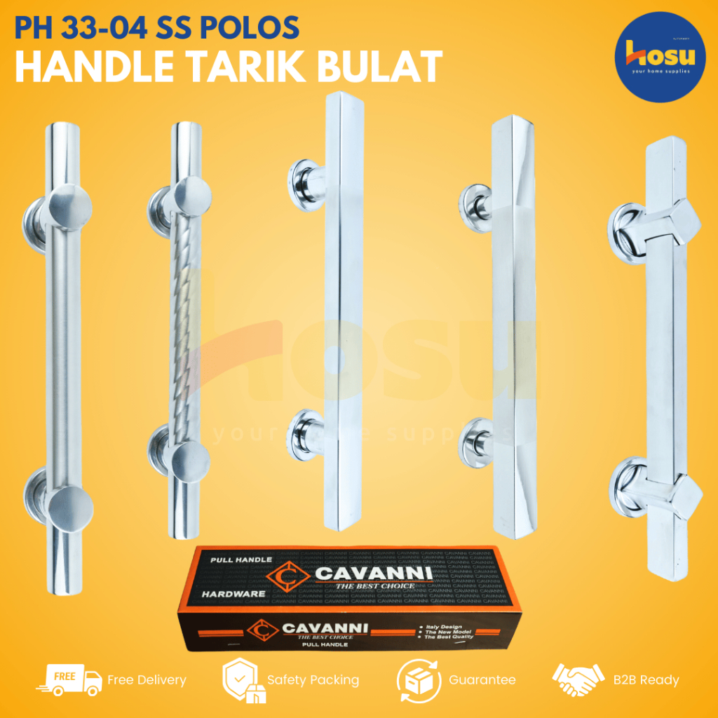 CAVANNI Pull Handle Pintu Rumah 33 45 cm Stainless Steel Kotak Bulat Spiral - Gagang Pintu Tarik Dua