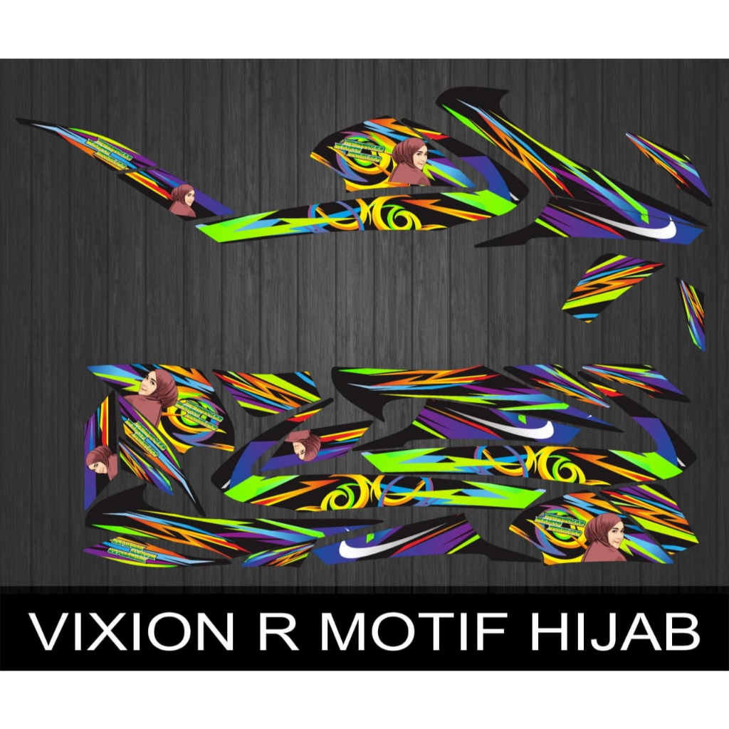 STIKER STRIPING LIST MOTOR VARIASI YAMAHA VIXION R MOTIF HIJAB