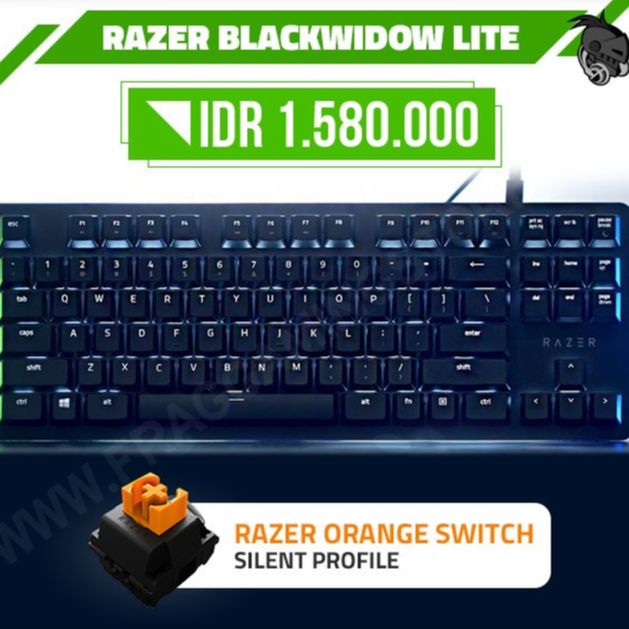 Razer BlackWidow Lite TKL - Keyboard Gaming Mekanik Tenkeyless Hitam 87 Key Razer Orange Switch