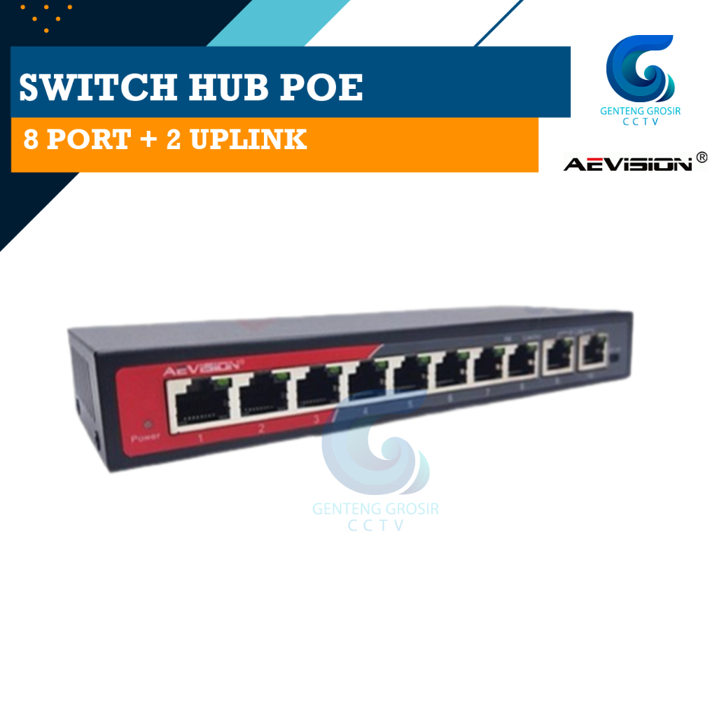 SWITCH POE AEVISION 8 PORT + 2CH 10/100