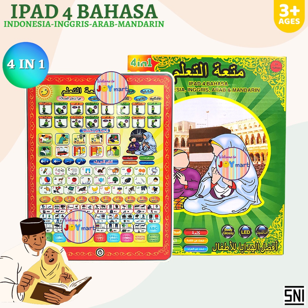 COD Joy KTB Ipad Papan Tulis Mainan Edukasi Anak Playpad Muslim Belajar Membaca Berhitung 4 Bahasa