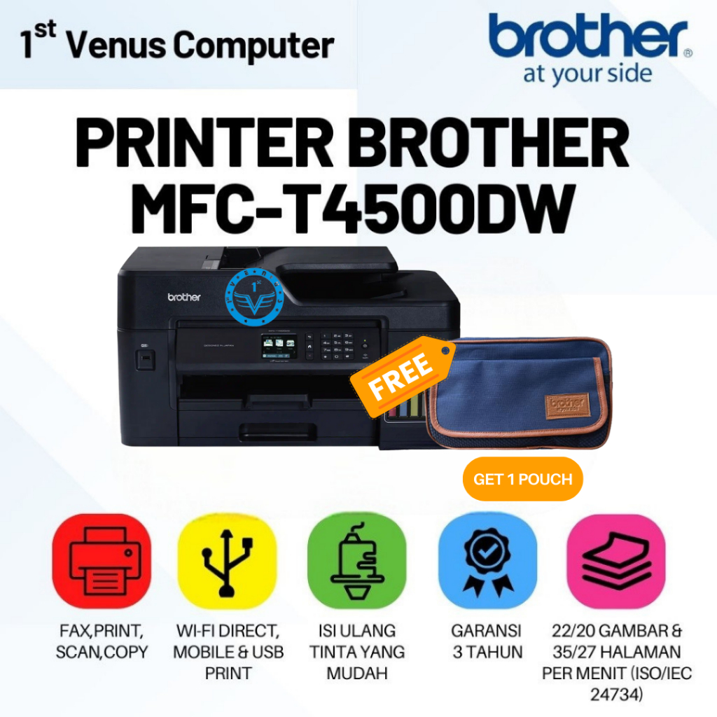 Printer Brother MFC-T4500DW Duplex Wireless Printer Inkjet A3 / T4500DW