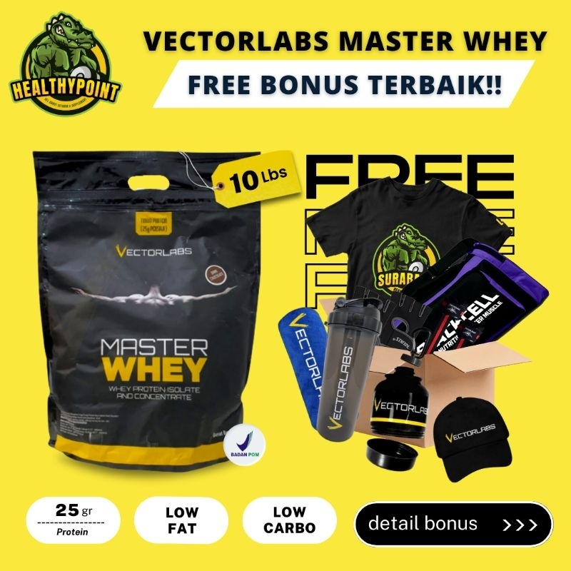 Vectorlabs Master Whey 10 Lbs BPOM Whey Protein Isolate Blend 10 Lbs