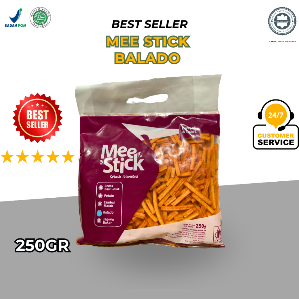 Mee Stick Mee Stick Balabo 250gr | Halal Bersertifikat | Makanan Ringan Cemilan