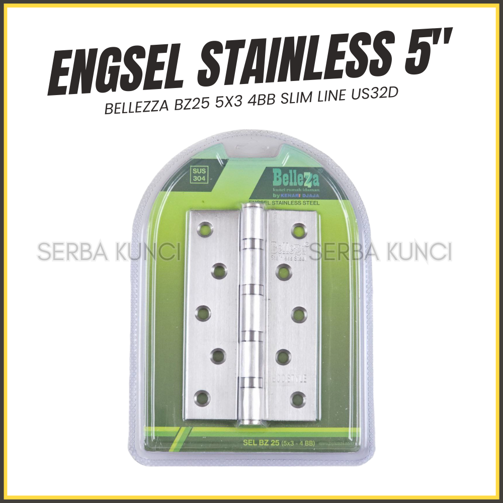 Bellezza Engsel Stainless 5" BZ25 5x3 4BB Slim Line US32D Bearing  Blister Untuk Pintu Rumah Door Hi
