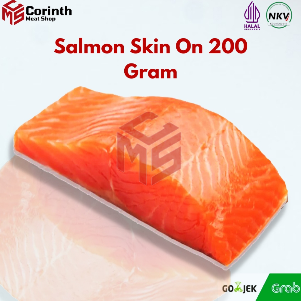 

DAGING IKAN SALMON STEAK DENGAN KULIT FROZEN 200GR - HALAL - PREMIUM