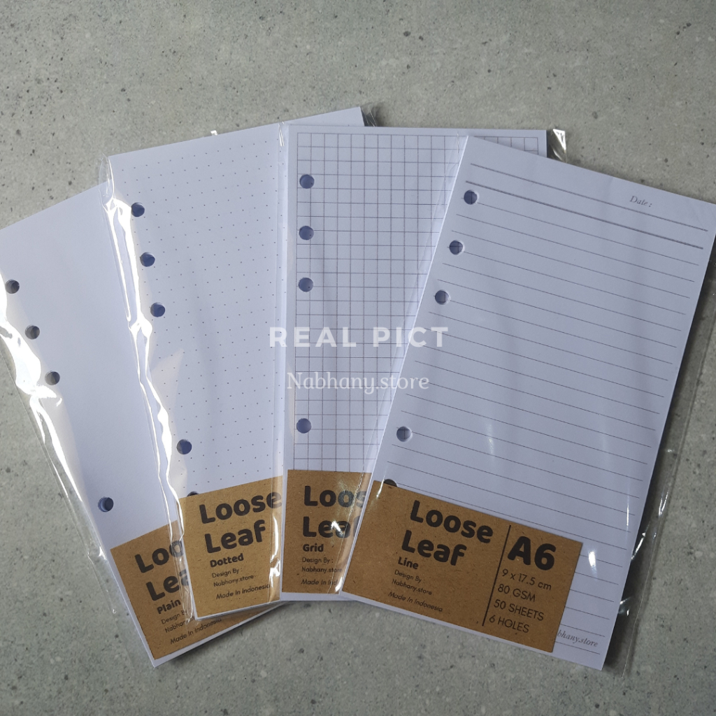 

ISI BINDER | KERTAS BINDER | LOOSE LEAF PUTIH & WARNA A6 6 HOLES 50 LEMBAR (TEBAL 80 GSM)