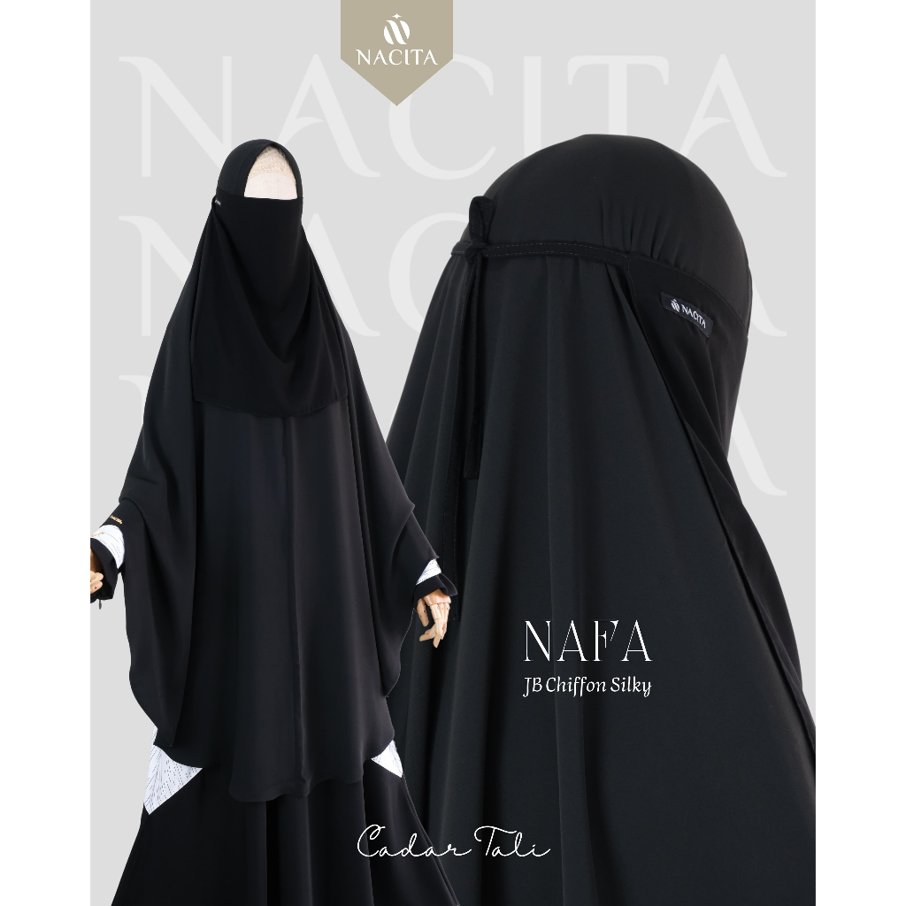 NACITA ~ CADAR NAFA/Cadar Tali Nacita Anti Engap/Jetblack Bahan Chiffon Silky/Cadar Premium