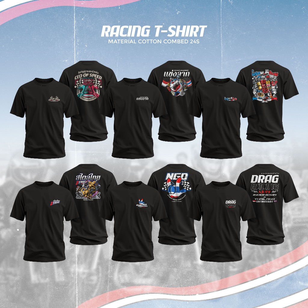 Kaos THAILOOK Kaos Racing Kaos Motor Racing Thailand(TD) Tshirt MCP Apparel Lengan Pendek Hitam