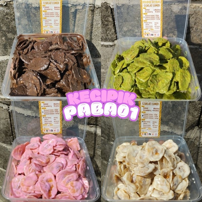 

Keripik Pisang Coklat Lumer - Box 1000ml Rasa Coklat Matcha Strawberry Tiramisu