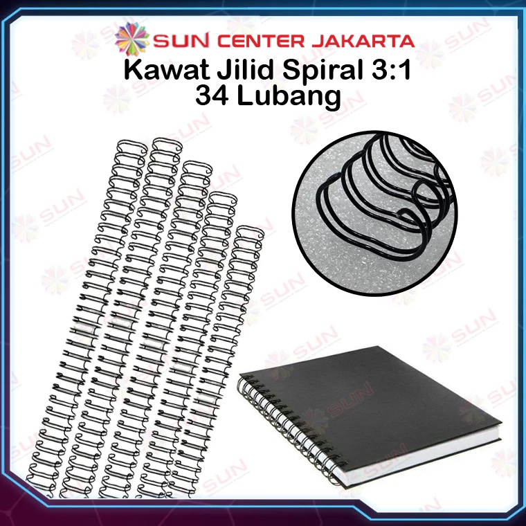

KODE C88V Spiral Kawat Ring Kawat Jilid Spiral 31 34 Lubang Warna Hitam Putih