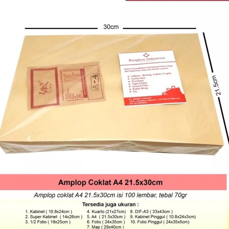 

KODE W28T Amplop Coklat A4 Garan 1 pcs