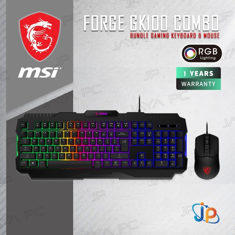 MSI Gaming Keyboard Membrane Forge GK100 Combo + Mouse RGB