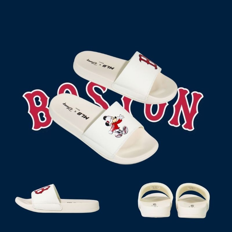 UD MLB KOREA BOSTON X MICKEY MOUSE MONOGRAM SLIDE - WHITE