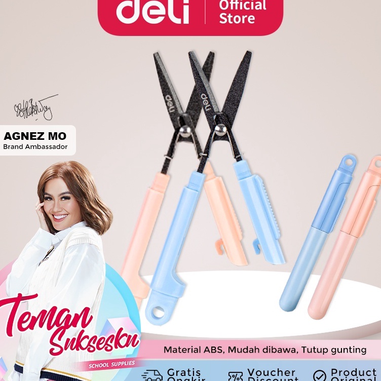 

KODE J52N Deli Portable Scissors Gunting Portabel Warna Pink Biru 77761