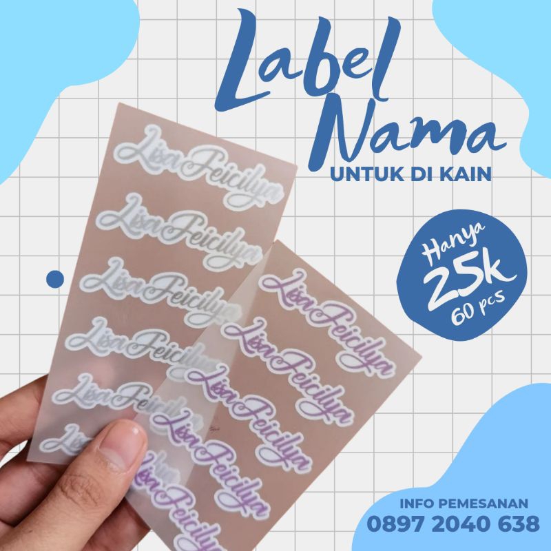

label nama untuk di pakaian / label untuk di kain