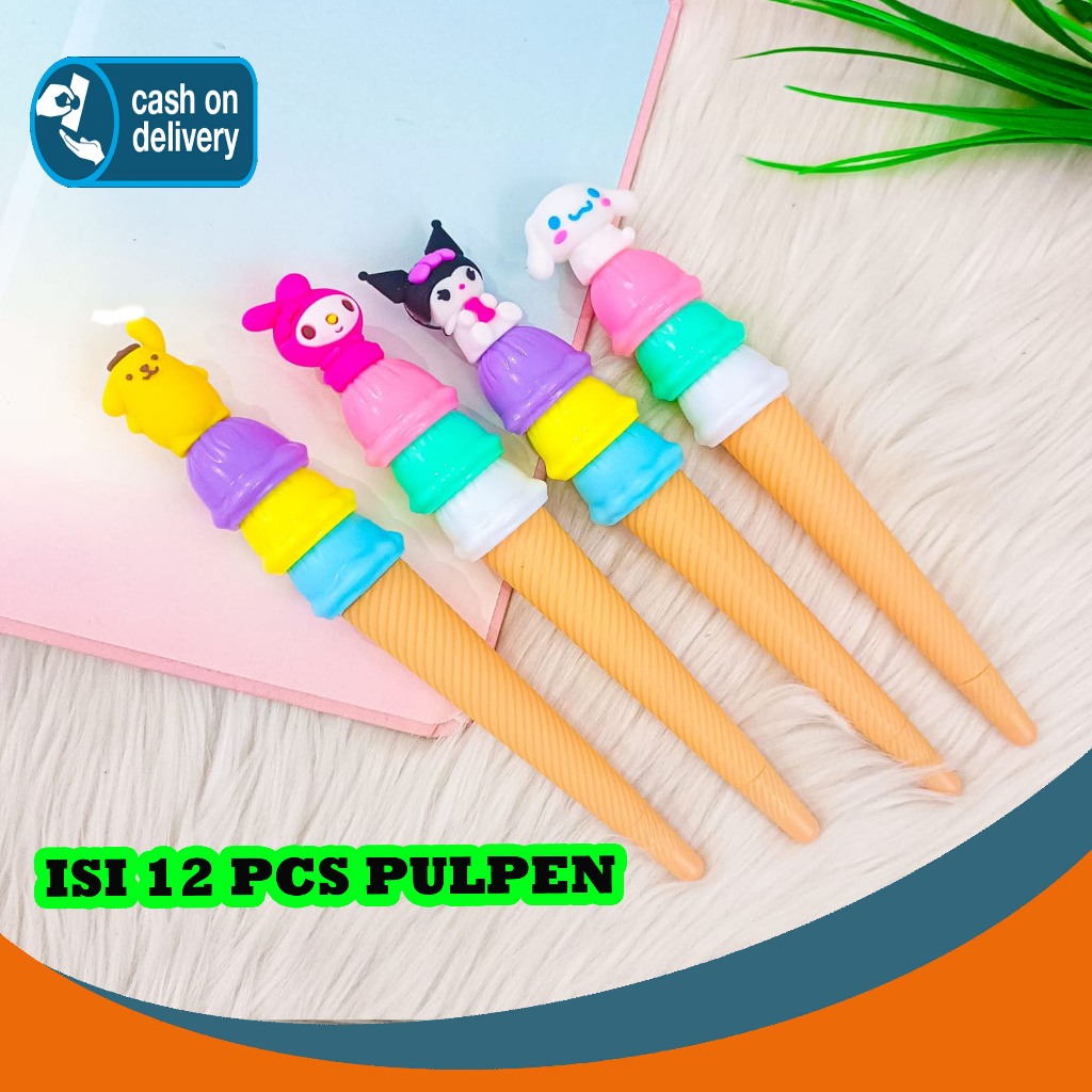 

12 PCS (SELUSIN) PULPEN GEL ICE CREAM CONE SANRIO PGK-1431 ES KRIM PEN PENA BOLPEN BOLPOIN LUCU ANAK ALAT TULIS KANTOR SEKOLAH MURAH TERMURAH COD