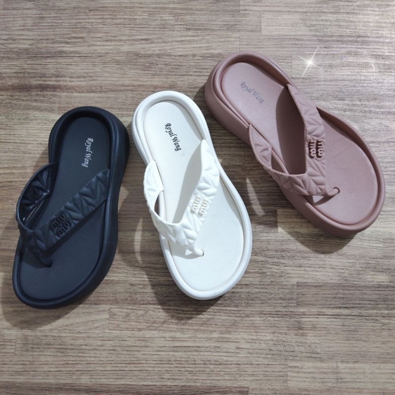 Sandal Wanita Jepit Wedges Karet Jelly Kekinian