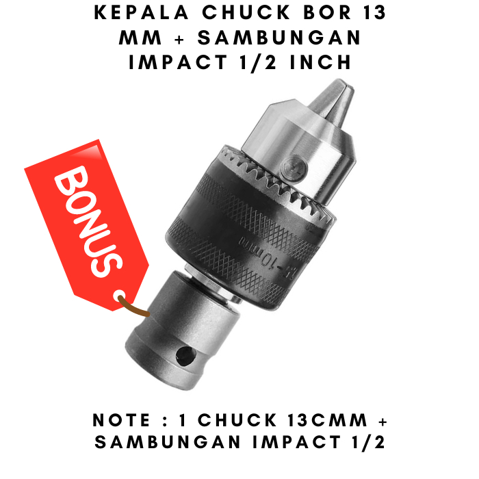 Adaptor Mesin Impact 1/2 Inch Sambungan Impek Ke Kepala Chuck Bor 13mm