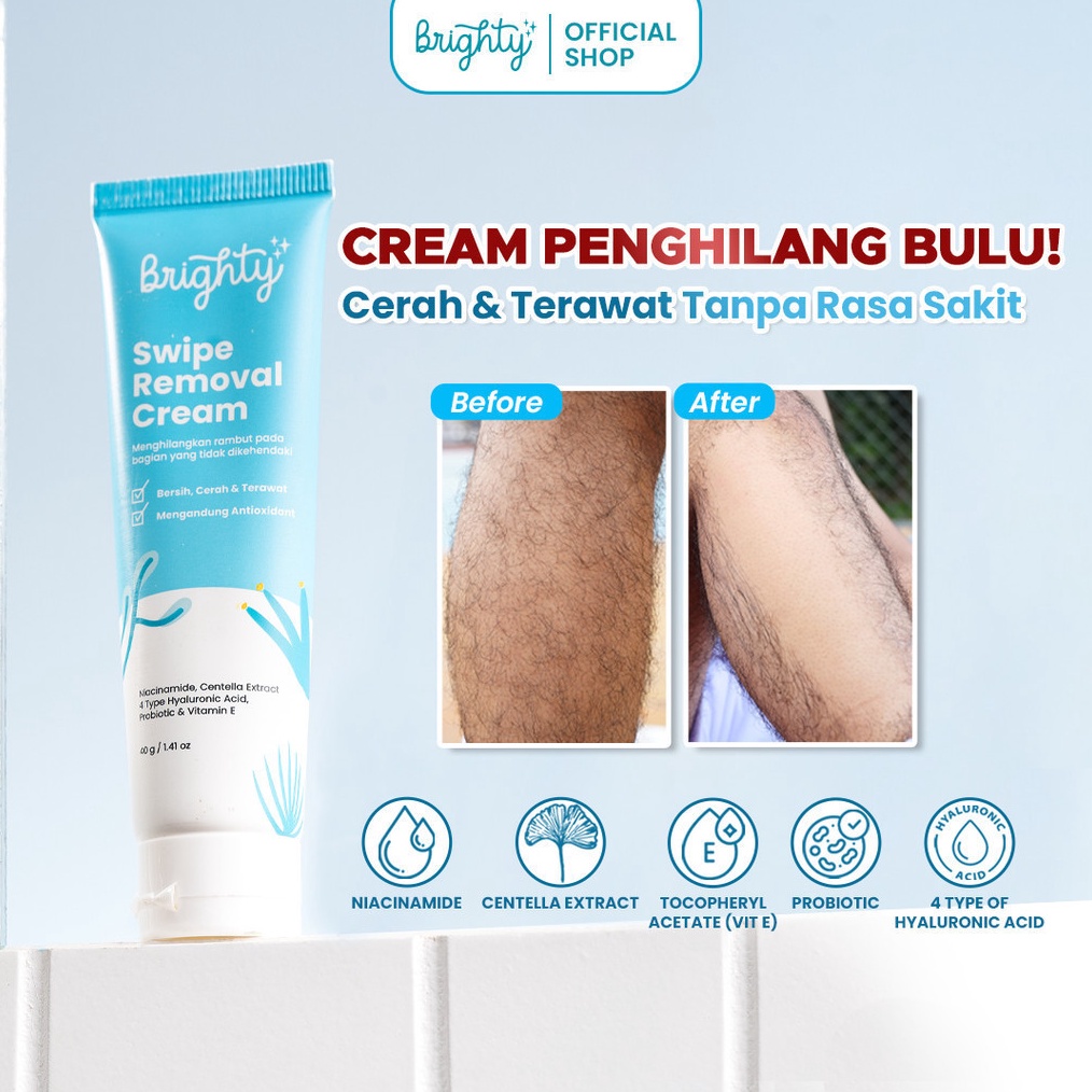 Brighty Swipe Removal Cream Waxing Ketiak Perontok Bulu Permanen Pencukur Bulu Sugar Wax Hair Remova