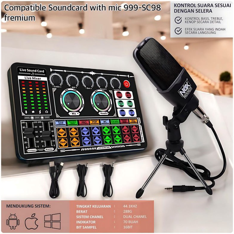 SoundCard F999 V8 V8S Bluetooth Audio Mixer untuk Live Broadcast e UD9