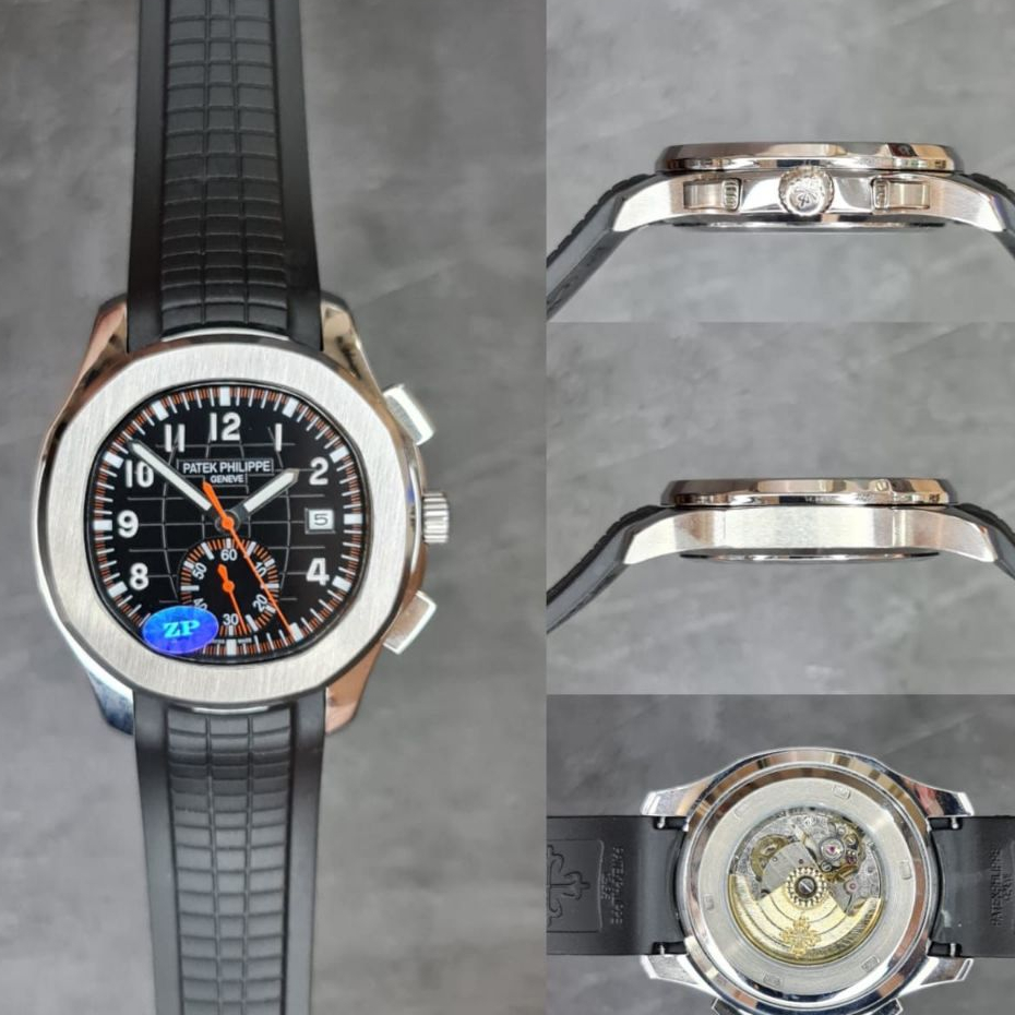 Jam Tangan Patek Philippe Aquanut Treve Time Japan Automatic 42mm Tali Rubber Black Dial