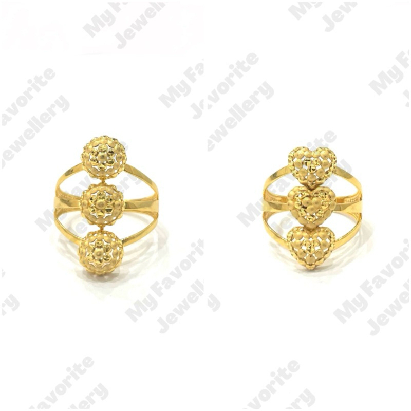 Cincin Susun Tiga Bulat Love EMAS ASLI Kadar 875 20K