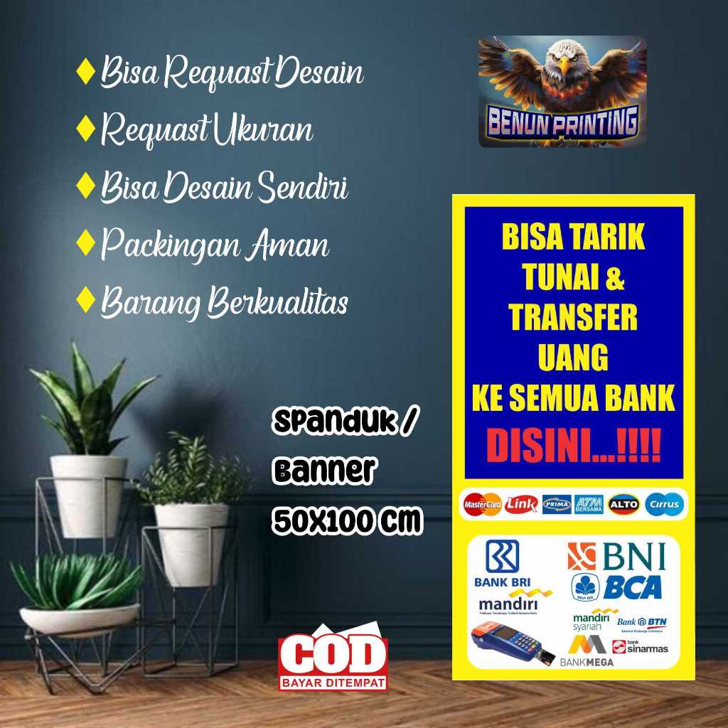 SPANDUK BANNER BRILINK KESEMUA BANK 50X100 CM BISA REQUEST DESAIN