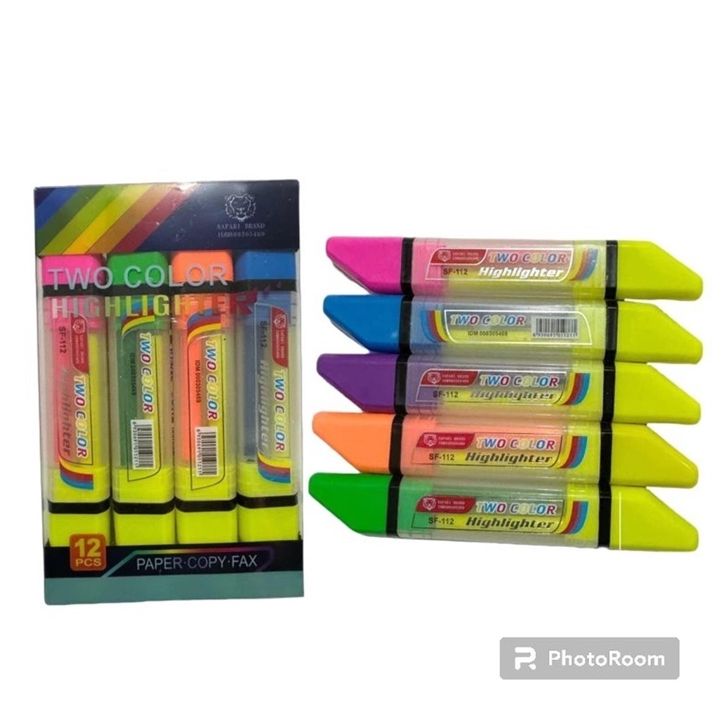

KODE L97D SF112LUSIN Stabilo Penanda Highlighter Pen 2 Ujung Warna 2in1 Safari Brand