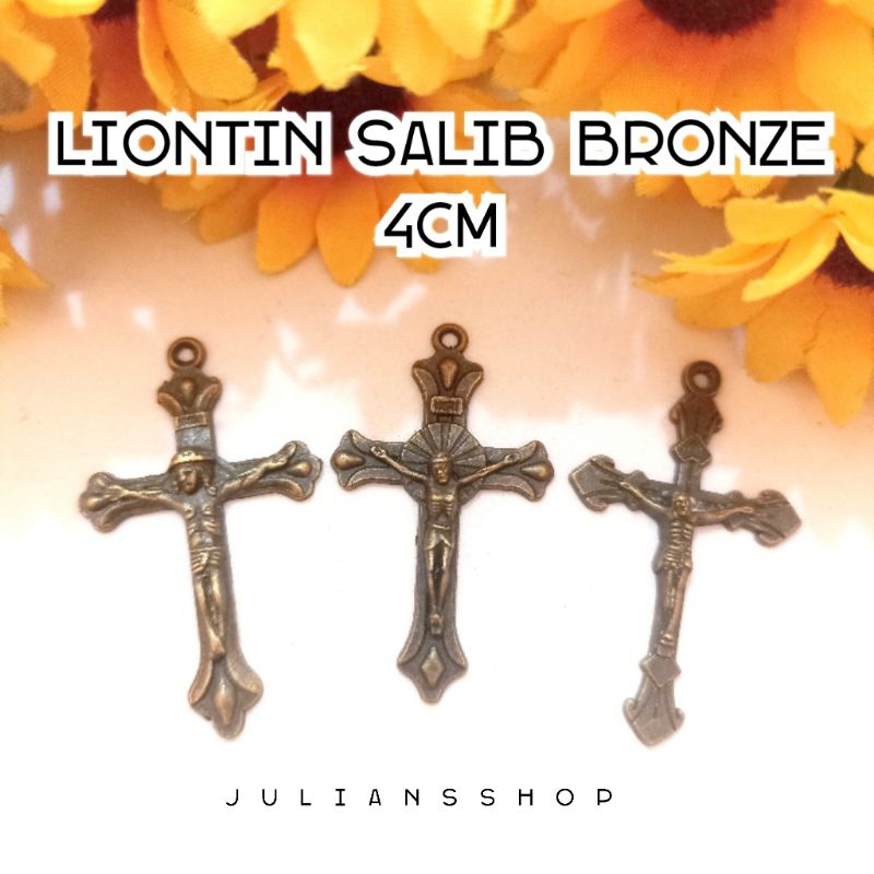Liontin 5124 Salib Warna Bronze Bandul Bahan Rosario Gelang Kalung