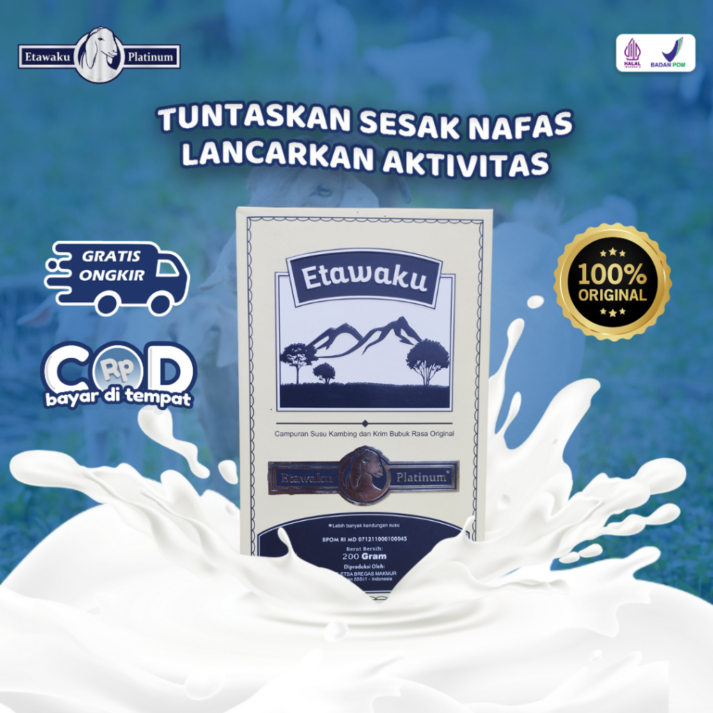 

PROMO 8.8 Etawaku Platinum - Susu Kambing Etawa Solusi Sembuhkan Sesak Nafas Asma Batuk Berdarah TBC Masalah Pernafasan Isi 200gr