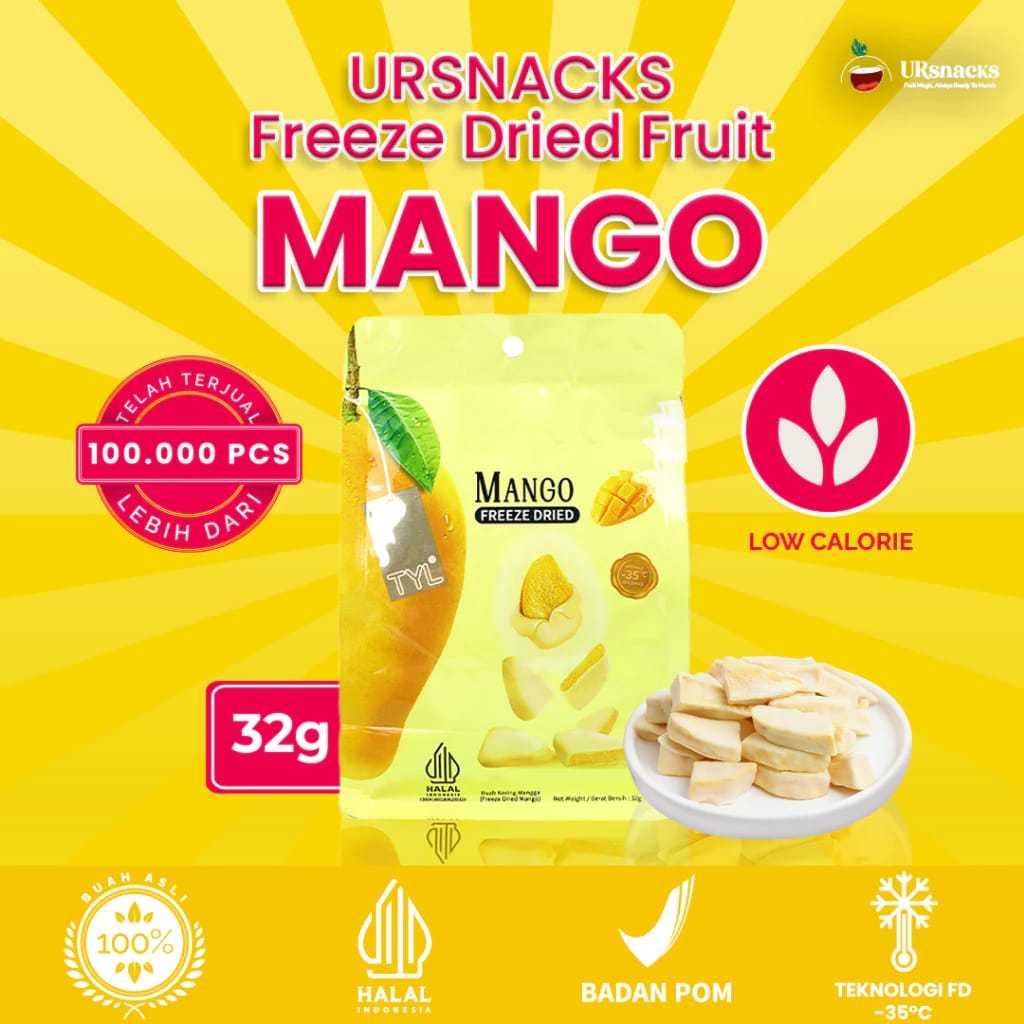 

.Snack import | Ursnack Freeze Dried Snack Buah Mango Kering 32 gr (ds bgr)