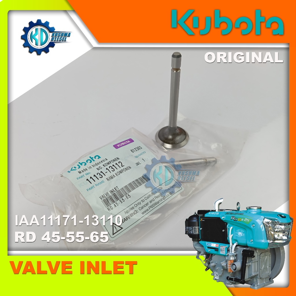 VALVE INLET RD 45-55-65 - KLEP IN - KATUP HISAP -  DIESEL KUBOTA 65 - SPAREPART KUBOTA - ORIGINAL - 