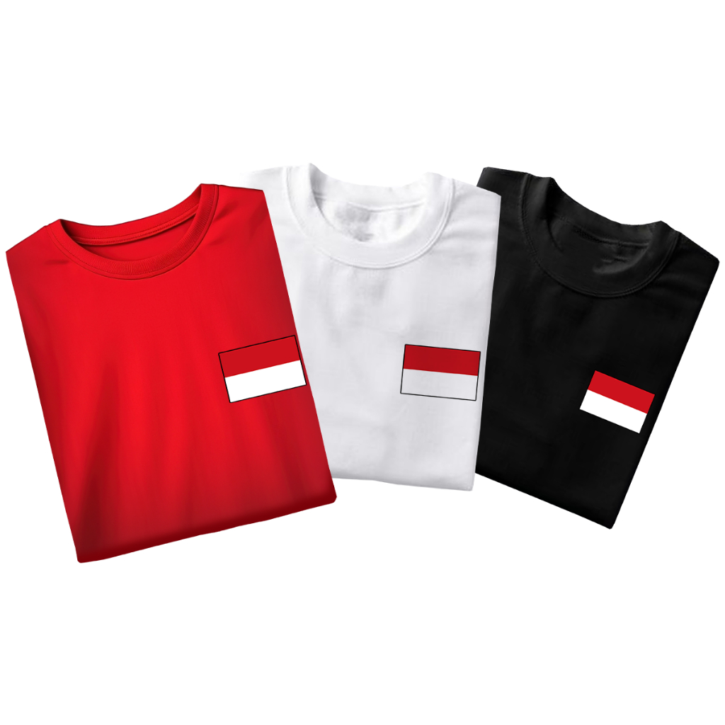 Kaos T-shirt Kemerdekaan Indonesia Hut Ri Logo Bendera Merah Putih Atasan Baju 17 Agustusan Oversize
