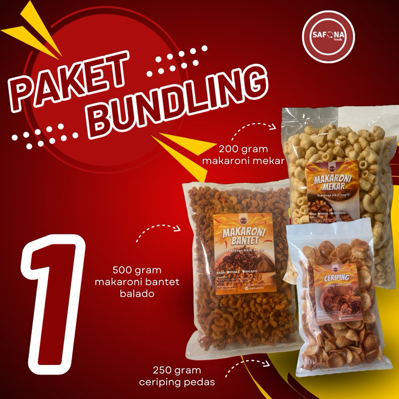 

Paket Bundling 1 [ makaroni bantet, makaroni mekar, ceriping]