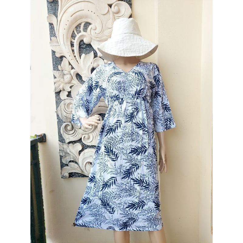 DRESS NORA BALI/HOME DRESS/DRESS V NECK/LONGDRESS